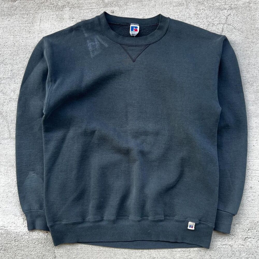 1990s Vintage Russell Athletic Faded Black Crewneck